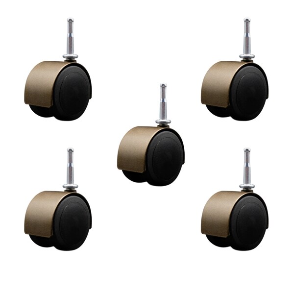 Service Caster 2-3/8'' Floor Safe Antique Hooded Twin Wheel Caster Grip Neck Stem, 5PK SCC-GN02S60D-NYU-WA-5 - main